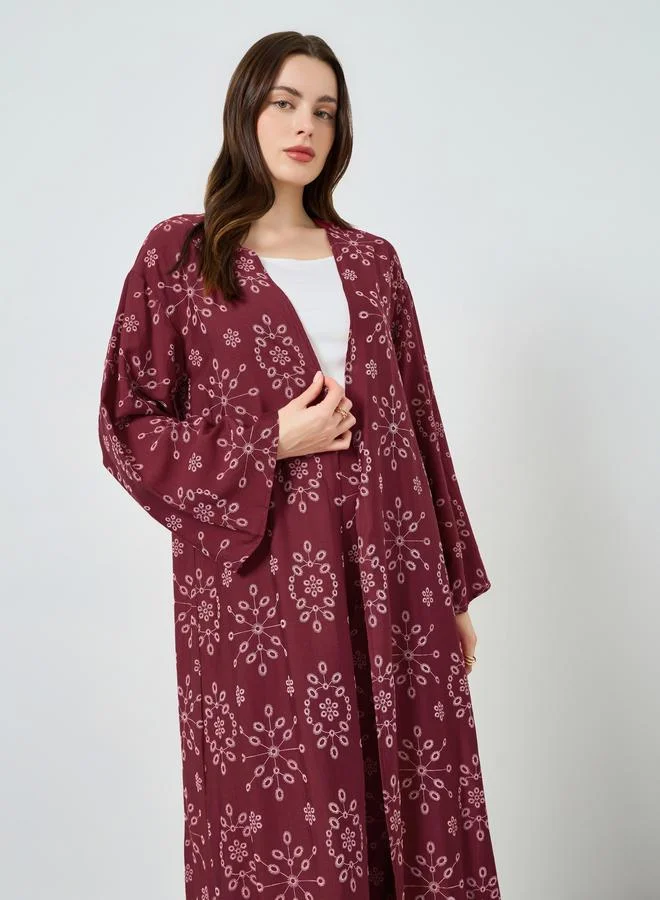 Styli Women Printed Kimono and Wide Leg Pants Co-Ords